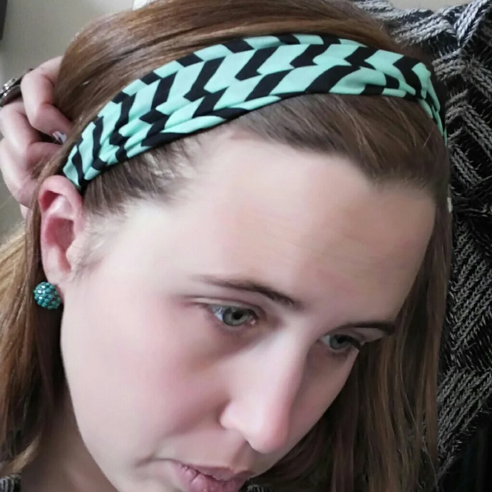 Mint and black chevron fabric